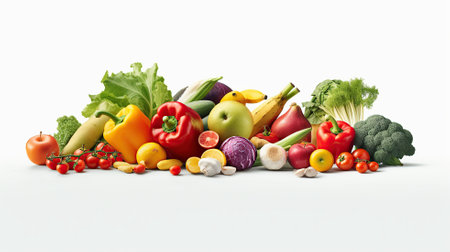 Photo Food fruit and vegetable 3d white background Generative AIの素材