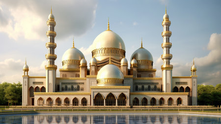 illustration of amazing architecture design of muslim mosque ramadan concept AIの素材