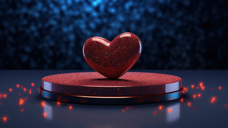 heart shape elements and podium for product display Generative AIの素材