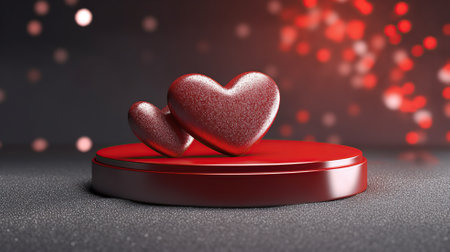 heart shape elements and podium for product display Generative AIの素材