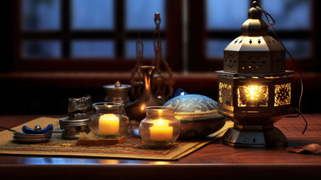 illustration of amazing architecture design of muslim mosque ramadan concept AIの素材