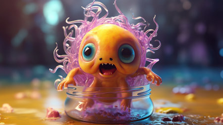Photo cute baby monster made liquid jelly Generative AIの素材