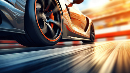 3D rendering , Sport Car Raceing on race track , Car wheel drifting Generative AIの素材