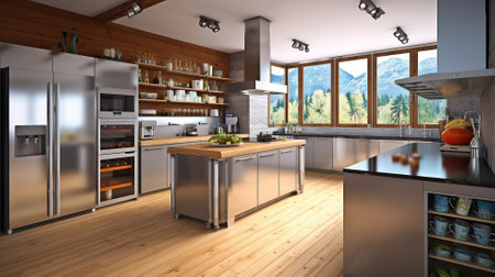 A Scandinavian style kitchen Generative AIの素材