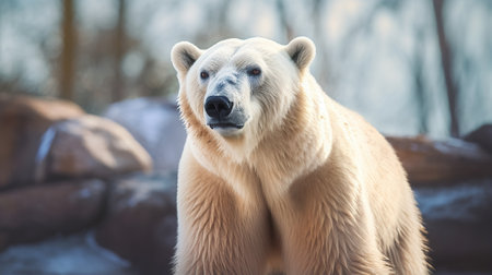 Polar bear (Ursus maritimus) in the zooの素材