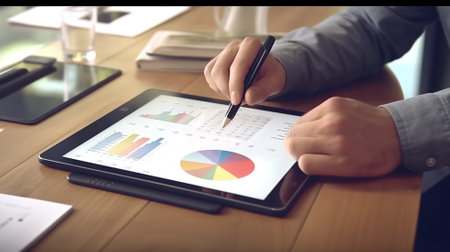 business hand working with new modern Digital tablet computer and business strategy as concept Generative AIの素材