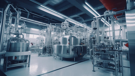 Factory constructions, industry technology, manufacturing interior, production line Generative AIの素材