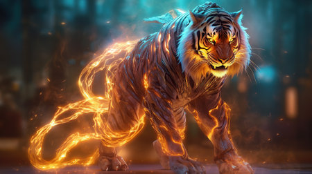 Character illustrations owl with neon light Generative AIの素材