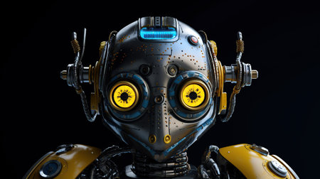 Anthropomorphic robot on black backgroundの素材