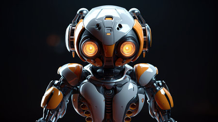 Anthropomorphic robot on black backgroundの素材