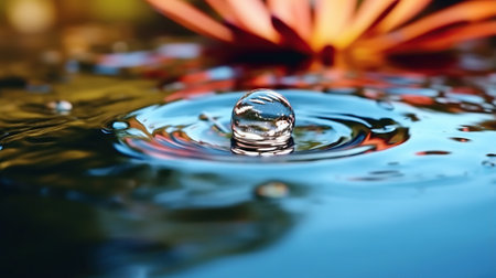 Clear Water drop with circular wavesの素材