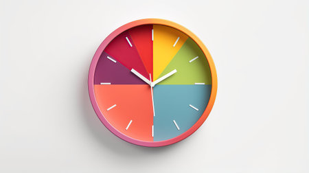 Colorful wall clock on white backgroundの素材