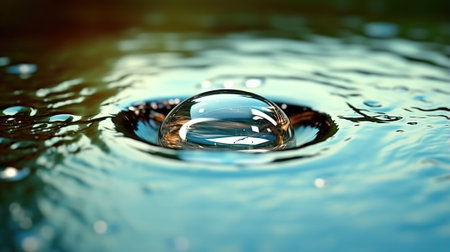 Clear Water drop with circular wavesの素材
