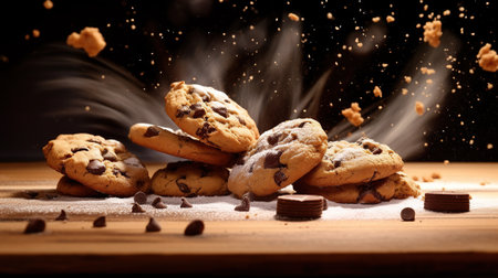 Food photography, delicious chocolate chip cookiesの素材