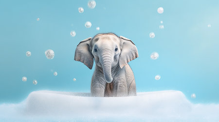 elephant washing Generative AIの素材
