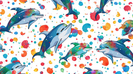 There are various animals painted with squirting water, rabbits, turtles, dolphins, frogs, cats and others Generative AIの素材