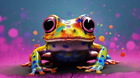 There are various animals painted with squirting water, rabbits, turtles, dolphins, frogs, cats and others Generative AIの素材