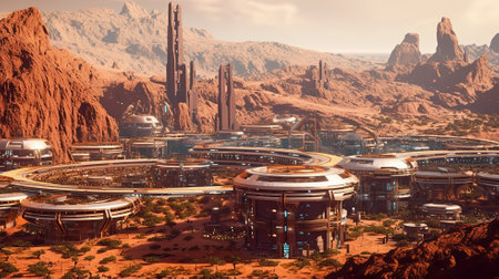 town on planet mars Generative AIの素材