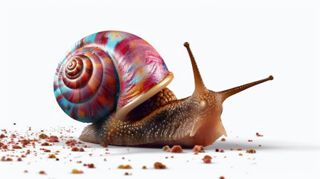 Snail colorful white background Generative AIの素材