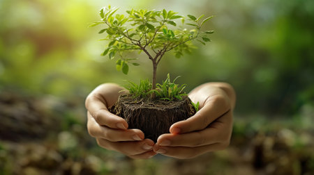 hand planting a tree Generative AIの素材