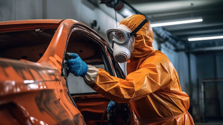 Chemical worker carrying canisters with hazardous materials generated aiの素材
