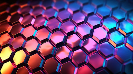 Hexagon with hexagon background Generative AIの素材