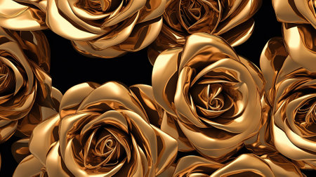 Art deco luxury flower roses line pattern gold generative aiの素材