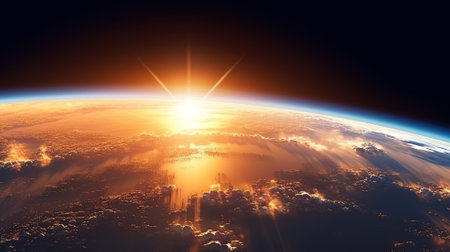 planet earth with a spectacular sunset Generative AIの素材