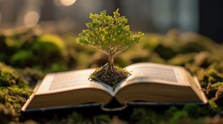 Book growing tree Generative AIの素材