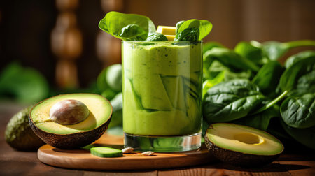 Avocado and spinach smoothies concept Generative AIの素材