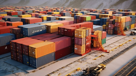 Industrial container yard for logistic import export business Generative AIの素材