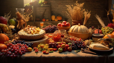 Thanksgiving and the Harvest Feast Generative AIの素材