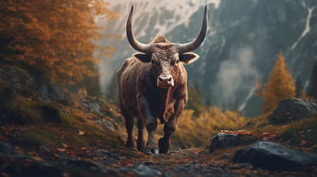 Buck in the savannah at sunsetの素材