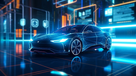 electric EV car technology is chargingの素材