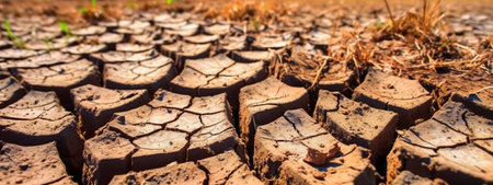 Dry cracked earth background. Global warming, climate change concept.の素材