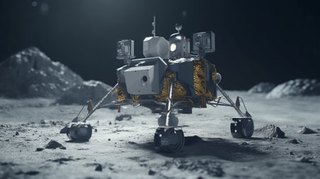 3D rendering of a space station in outer space.の素材