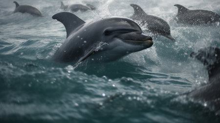 Dolphin swimming in the sea. Underwater photo of a dolphin.の素材