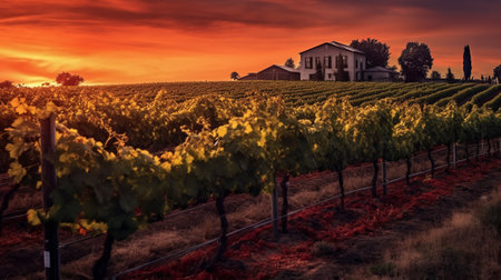 Sunset over vineyardsの素材