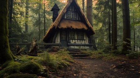 Old wooden house in the forestの素材
