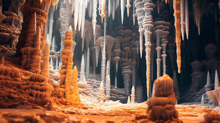 Stalactites and stalagmites in the cave.の素材