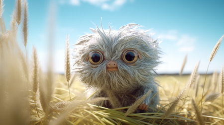 Funny scarecrow in a wheat field.の素材