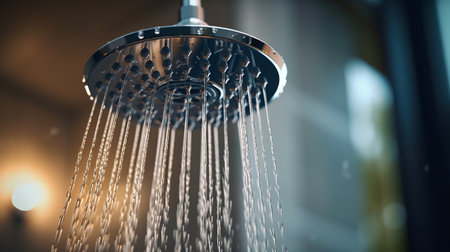 Shower head with running waterの素材