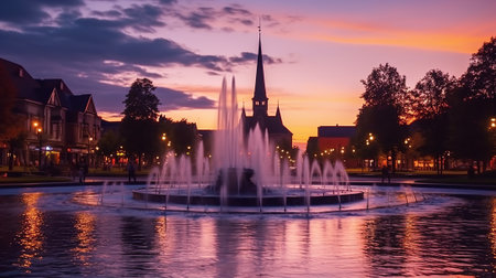 Fountain in the center of the cityの素材