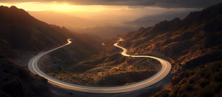 This inspiring winding road stretching into the distanceの素材
