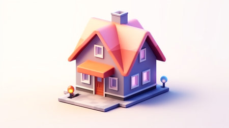 3d illustration of house in isometric view isolated on white backgroundの素材