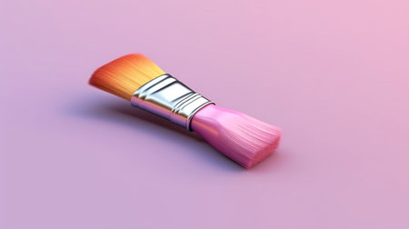Paint brush isolated on pink backgroundの素材