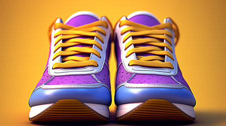 Pair of sneakers isolated on white background with clipping path and shadowの素材