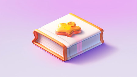 3D rendering of a book on a purple background with a gradientの素材
