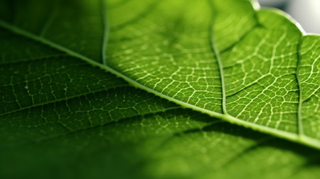 Green leaf macro close-up. Natural background for your design.の素材