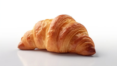 Croissant isolated on white background, clipping path included in fileの素材